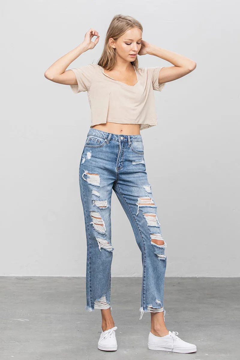 Abby Distressed Girlfriend Jeans