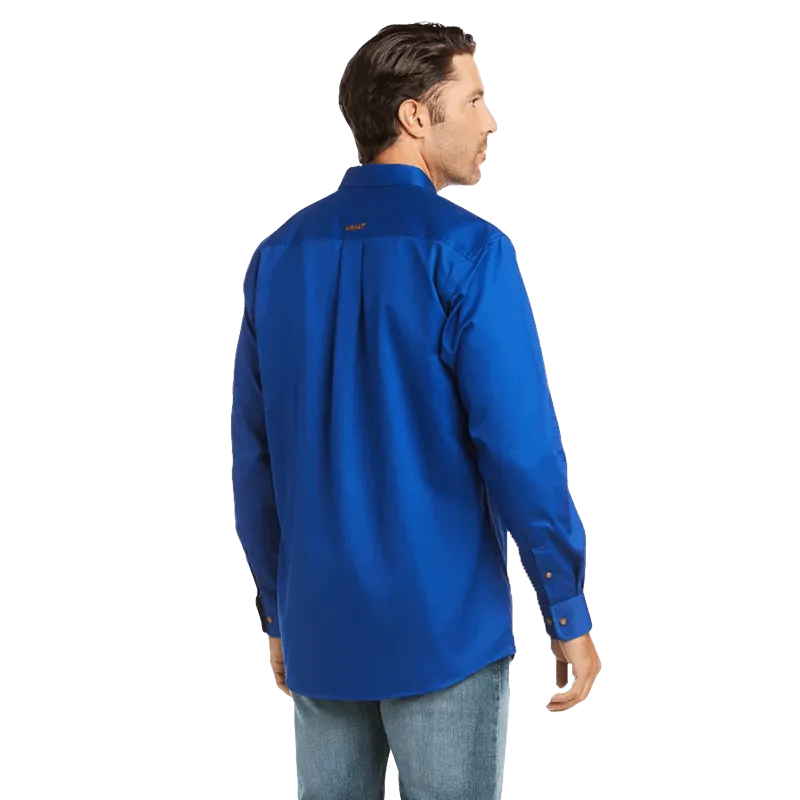Ariat Men's Blue Solid Twill Fitted Shirt