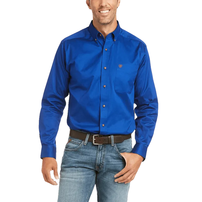 Ariat Men's Blue Solid Twill Fitted Shirt