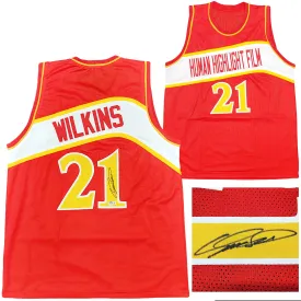 Atlanta Hawks Dominique Wilkins Autographed Red Jersey Beckett BAS Witness Stock #207966