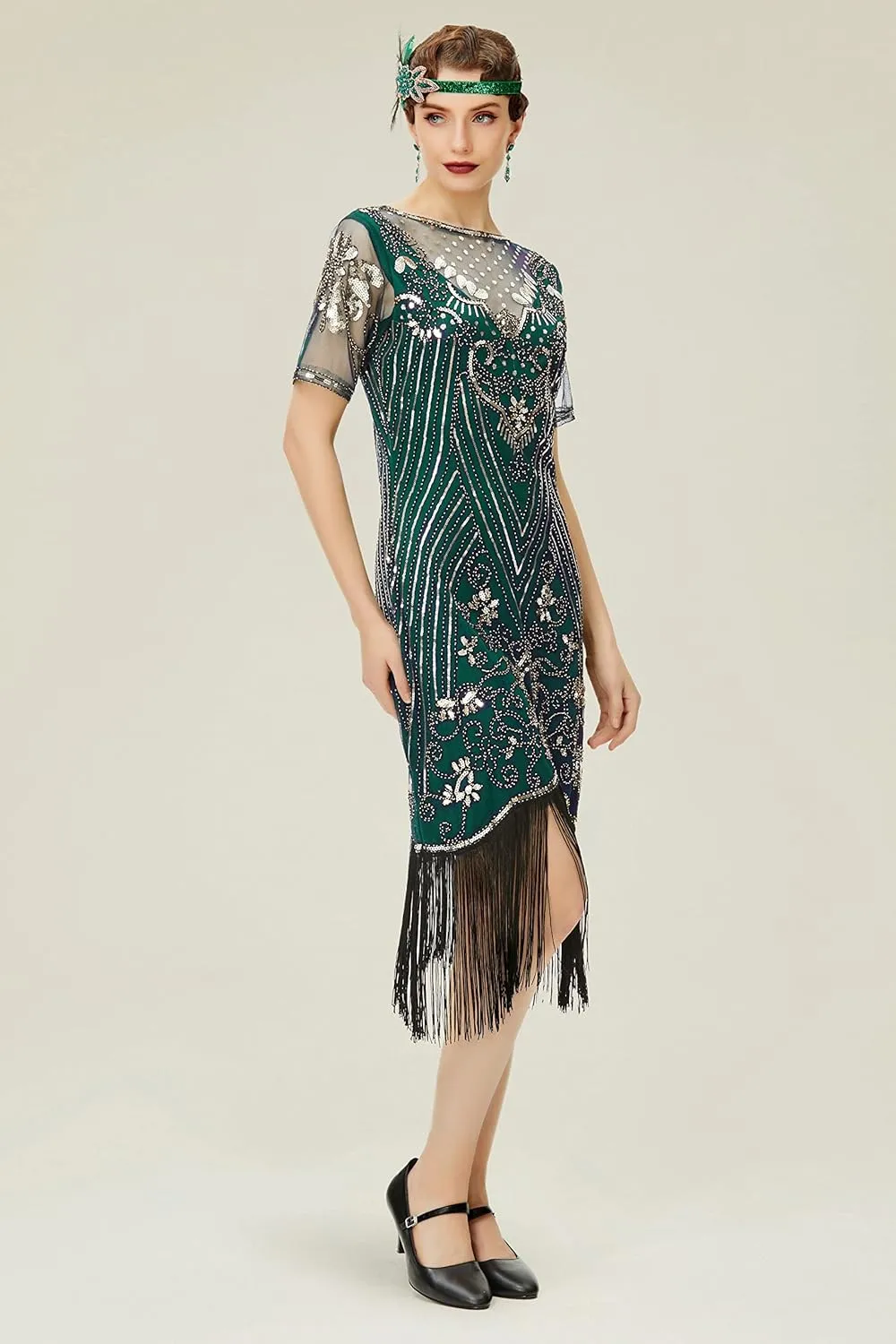 BABEYOND Flapper Dresses 1920s Gatsby - Roaring 20s Sequin Beaded Dress Fringe Dress