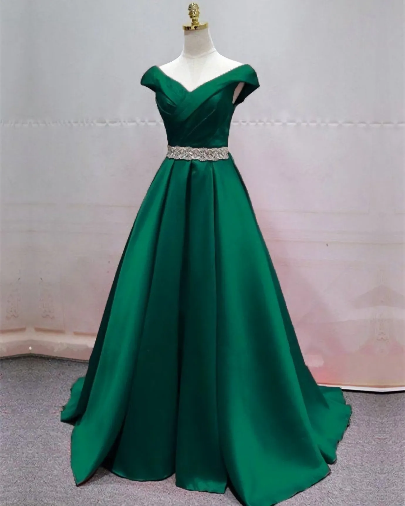 Ball Gown Green Long Prom Dress Evening Dress