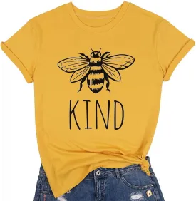 Be Kind Tshirt Women Cute Bee Graphic Shirt Funny Inspirational Teacher Short Sleeve Tees Tops