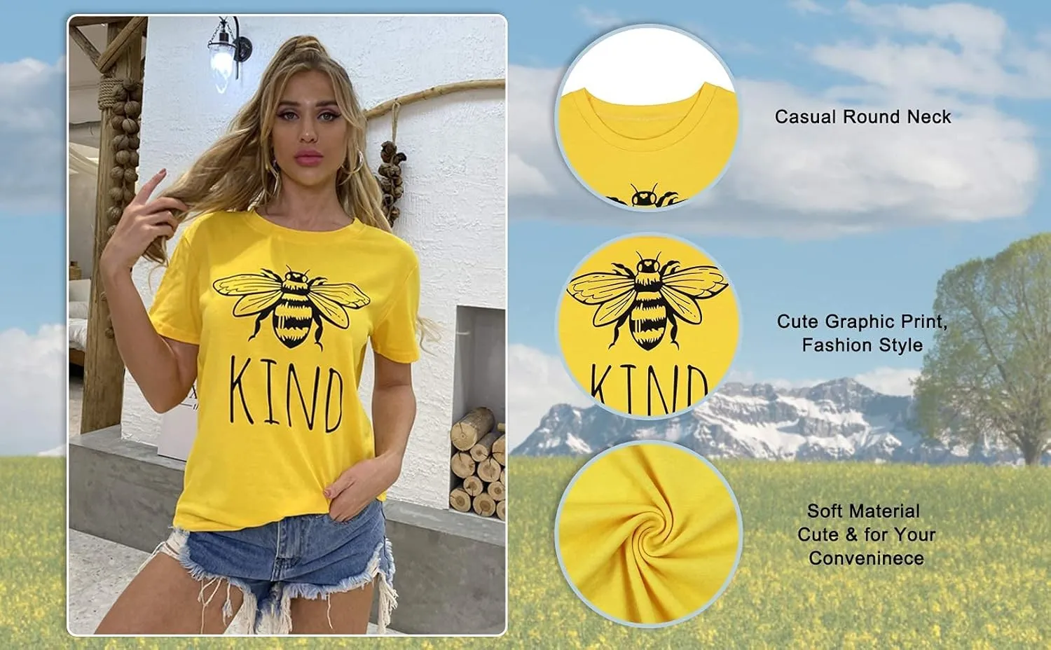 Be Kind Tshirt Women Cute Bee Graphic Shirt Funny Inspirational Teacher Short Sleeve Tees Tops