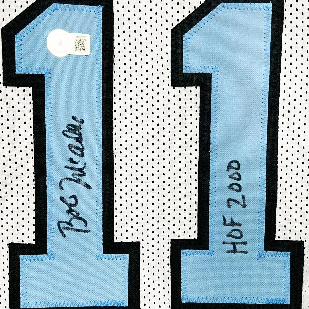 Bob McAdoo Signed HOF 2000 Inscription Buffalo White Basketball Jersey (Beckett)