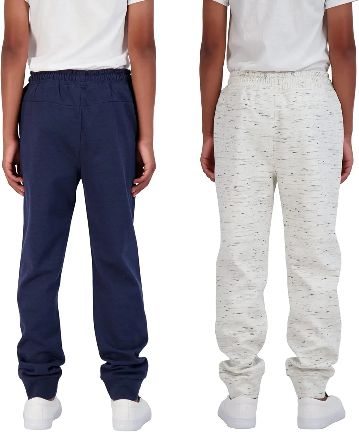 Boys 2-Pack Fleece Jogger Sweatpants with Zipper Pockets Pull on Pants for Kids