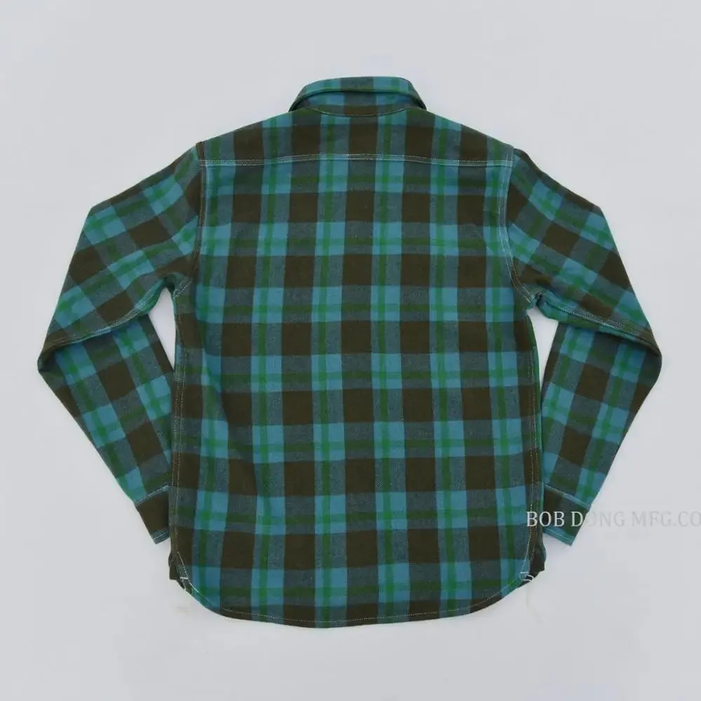 Casual Wool Plaid Shirts with Button Front and Long Sleeves
