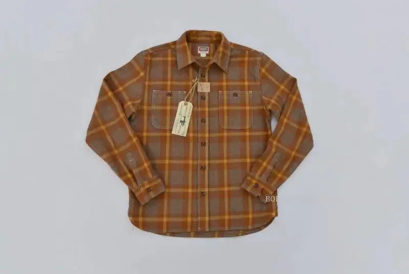 Casual Wool Plaid Shirts with Button Front and Long Sleeves