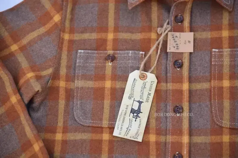 Casual Wool Plaid Shirts with Button Front and Long Sleeves