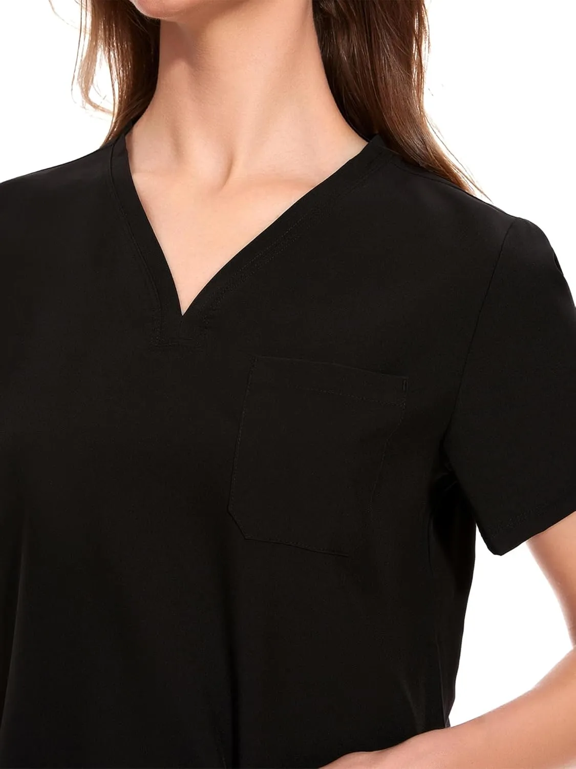 COZYFIT Medical Scrubs for Women Set - Curved V-Neck Scrub Top & Jogger Pants with 8 Pockets