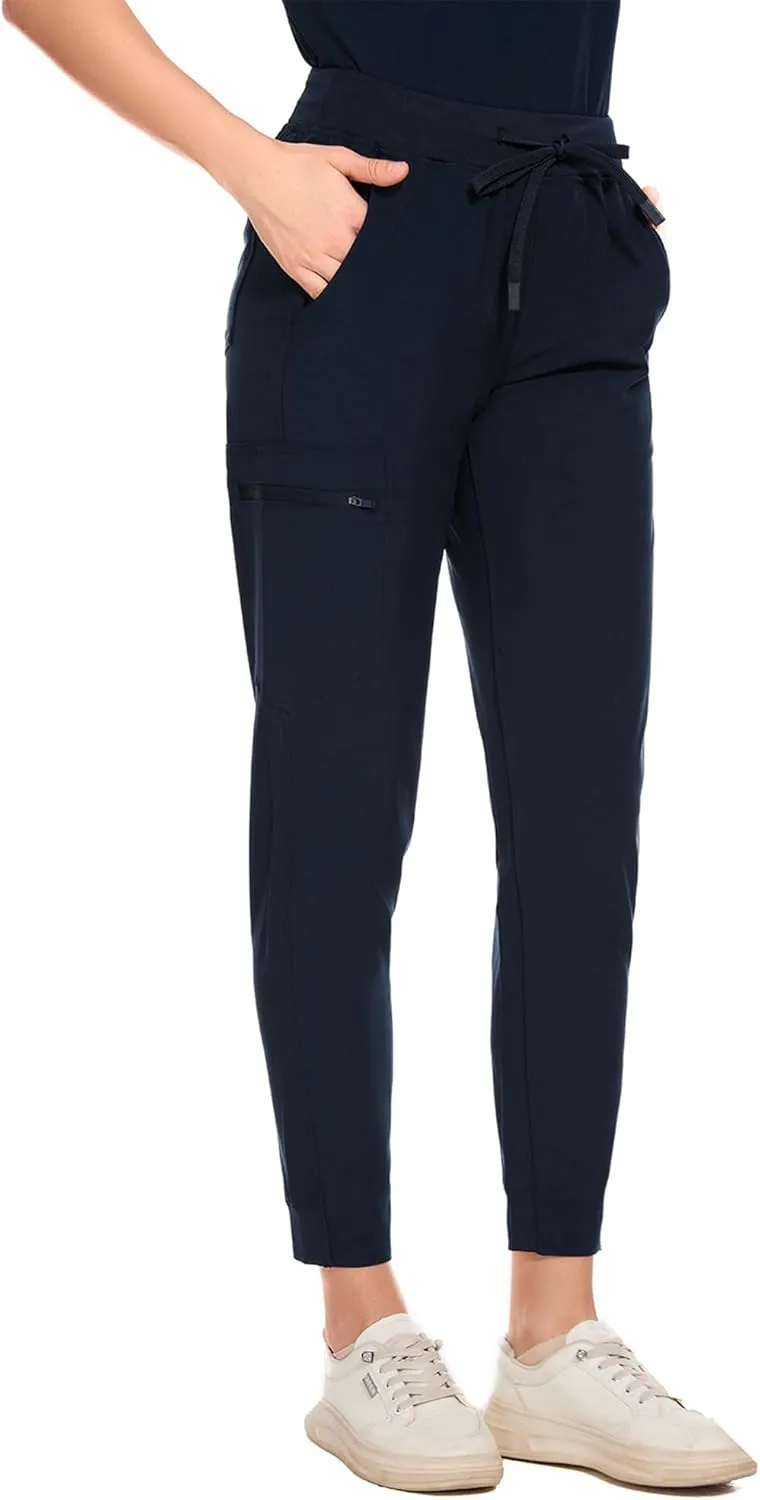 COZYFIT Medical Scrubs for Women Set - Curved V-Neck Scrub Top & Jogger Pants with 8 Pockets