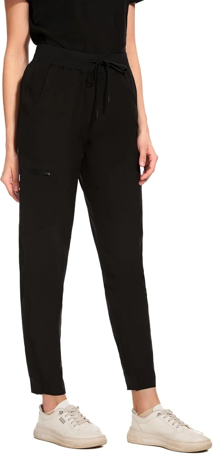 COZYFIT Medical Scrubs for Women Set - Curved V-Neck Scrub Top & Jogger Pants with 8 Pockets
