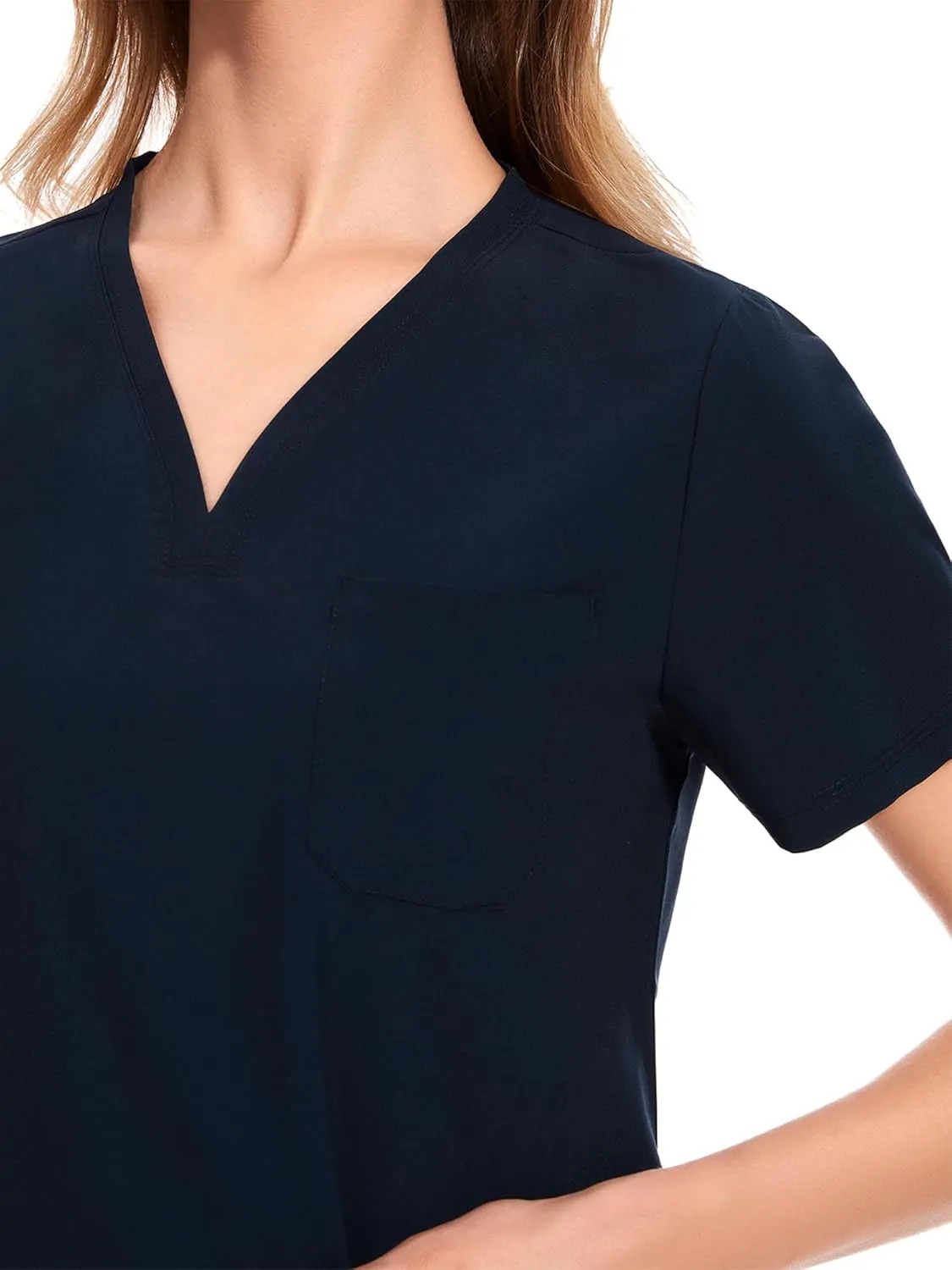 COZYFIT Medical Scrubs for Women Set - Curved V-Neck Scrub Top & Jogger Pants with 8 Pockets