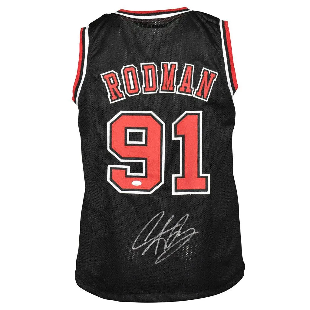Dennis Rodman Signed Chicago Pro Black Basketball Jersey (JSA)