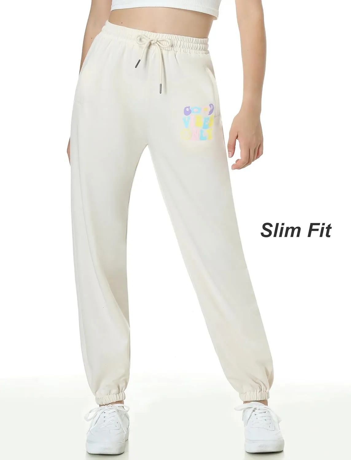 EXARUS 3 Pack Girls Sweatpants Joggers Sweat Pants Letter Graphic Print with Pockets High Waisted Cute Pants