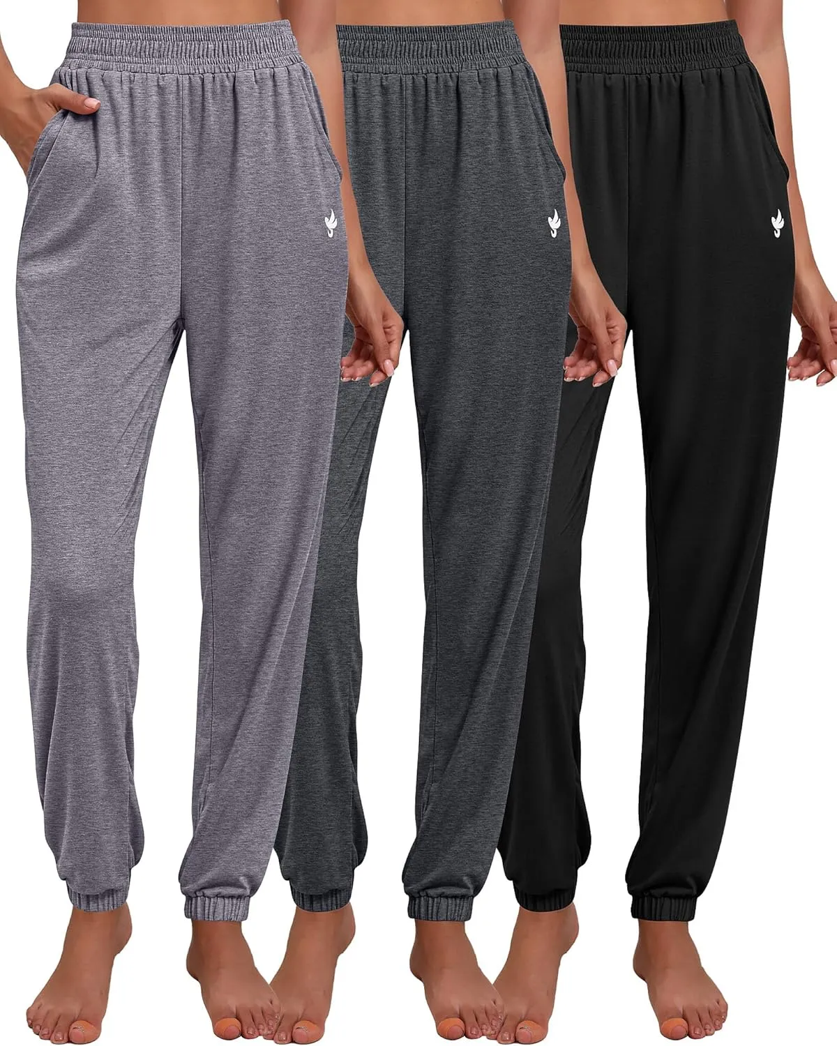 Ficerd 3 Pack Women Sweatpants Trendy Loose Fit Joggers Elastic Sporty Pants Athletic Baggy Lounge Trousers with Pockets