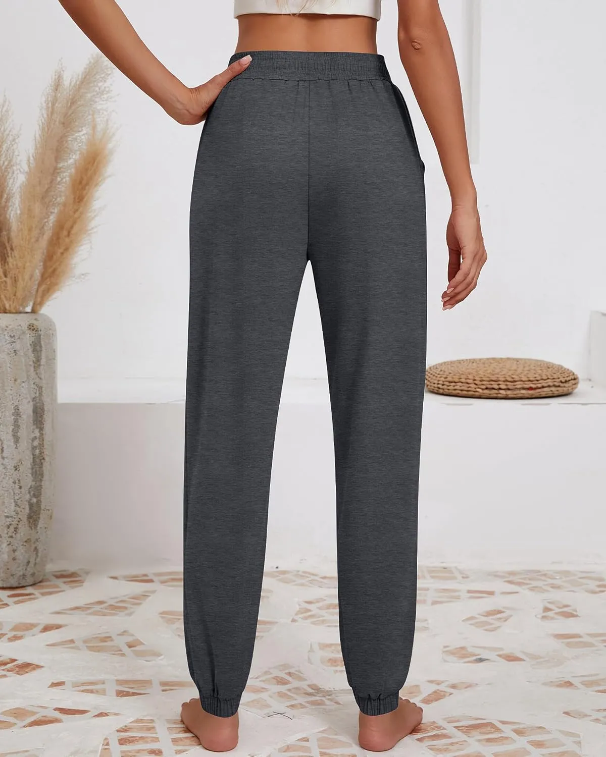 Ficerd 3 Pack Women Sweatpants Trendy Loose Fit Joggers Elastic Sporty Pants Athletic Baggy Lounge Trousers with Pockets