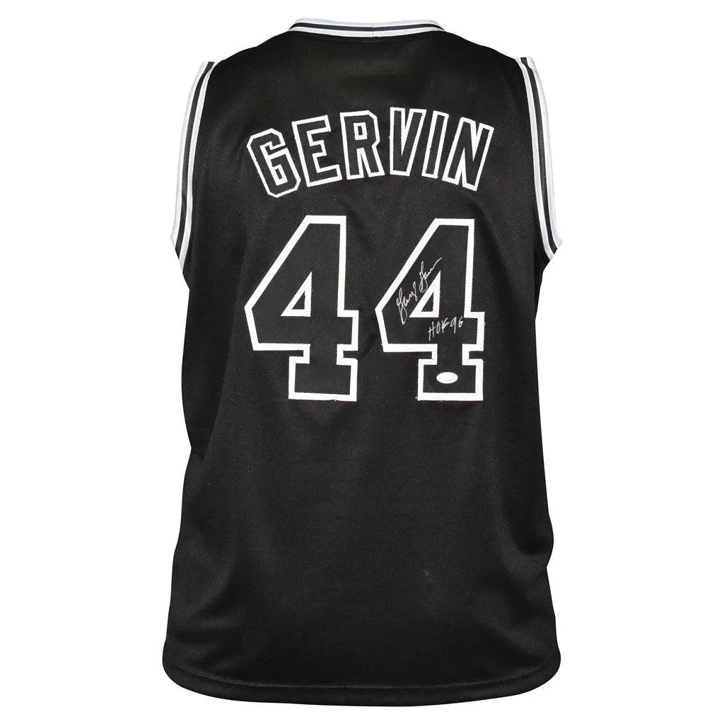 George Gervin Signed HOF 96 Inscription San Antonio Black Basketball Jersey (JSA)