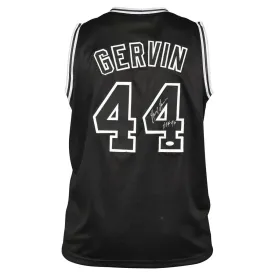 George Gervin Signed HOF 96 Inscription San Antonio Black Basketball Jersey (JSA)