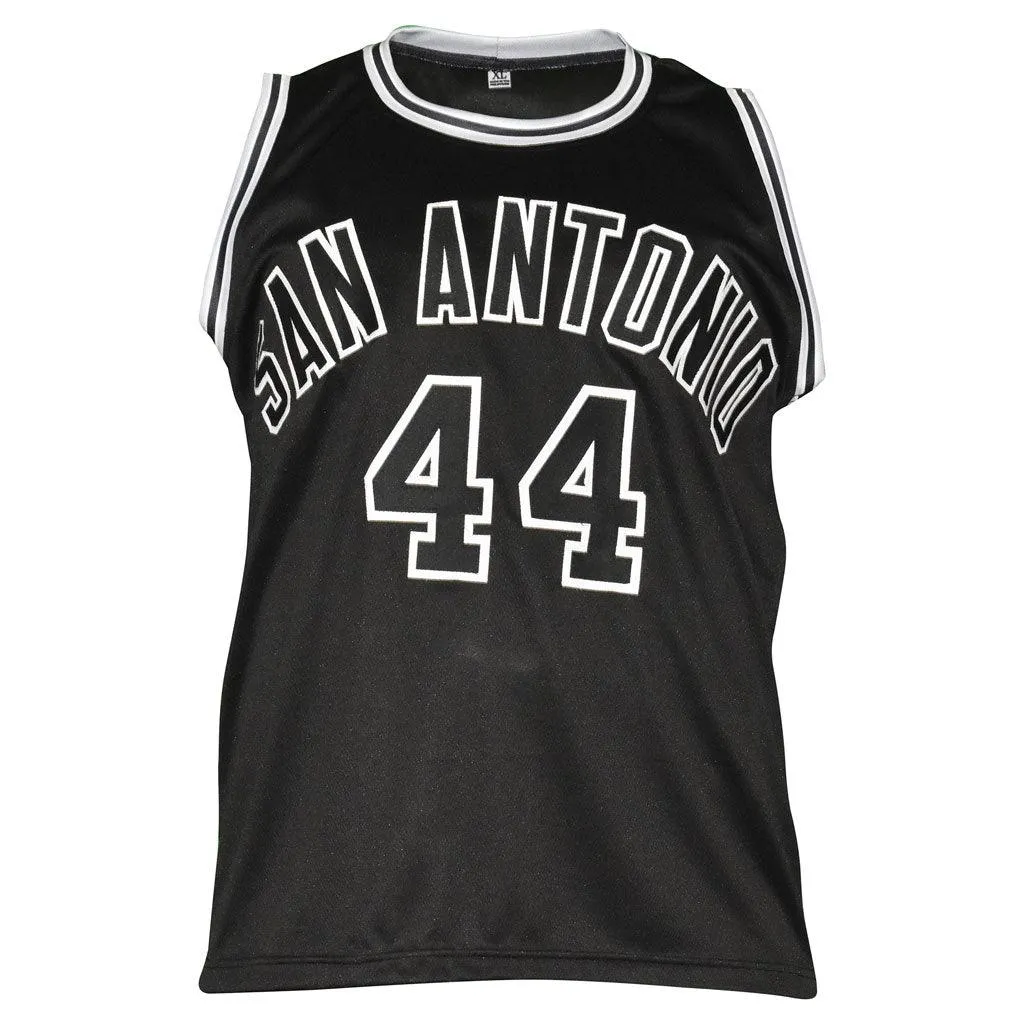 George Gervin Signed HOF 96 Inscription San Antonio Black Basketball Jersey (JSA)
