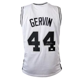 George Gervin Signed San Antonio White Basketball Jersey (JSA)