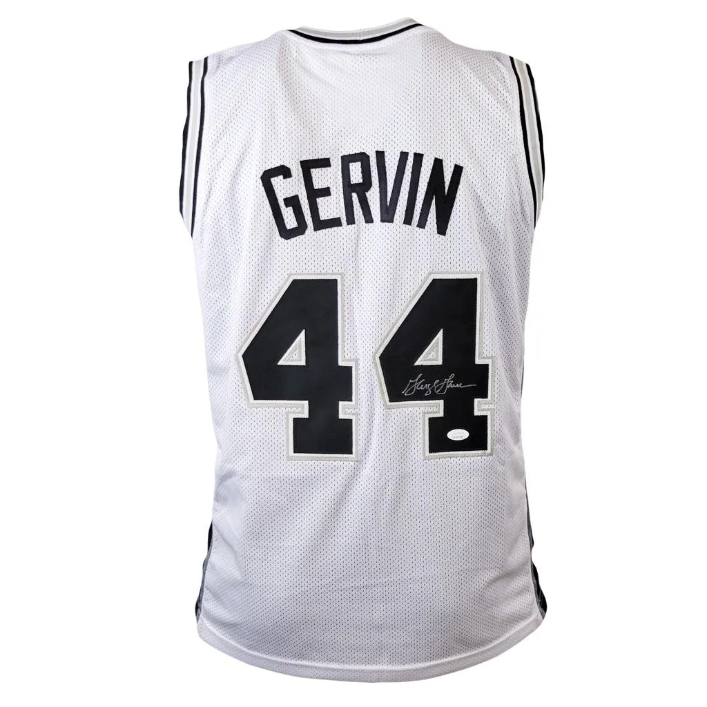 George Gervin Signed San Antonio White Basketball Jersey (JSA)