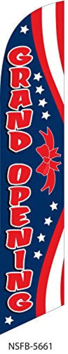 Grand Opening Patriotic Swooper Feather Flag Kit With Pole And Ground Spike