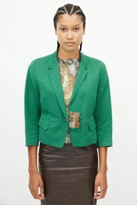 Green & Multicolour Beaded Blazer