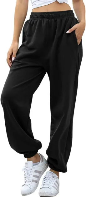 HeSaYep Women's High Waisted Sweatpants Workout Active Joggers Pants Baggy Lounge Bottoms