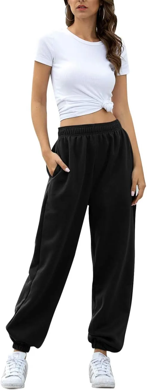 HeSaYep Women's High Waisted Sweatpants Workout Active Joggers Pants Baggy Lounge Bottoms