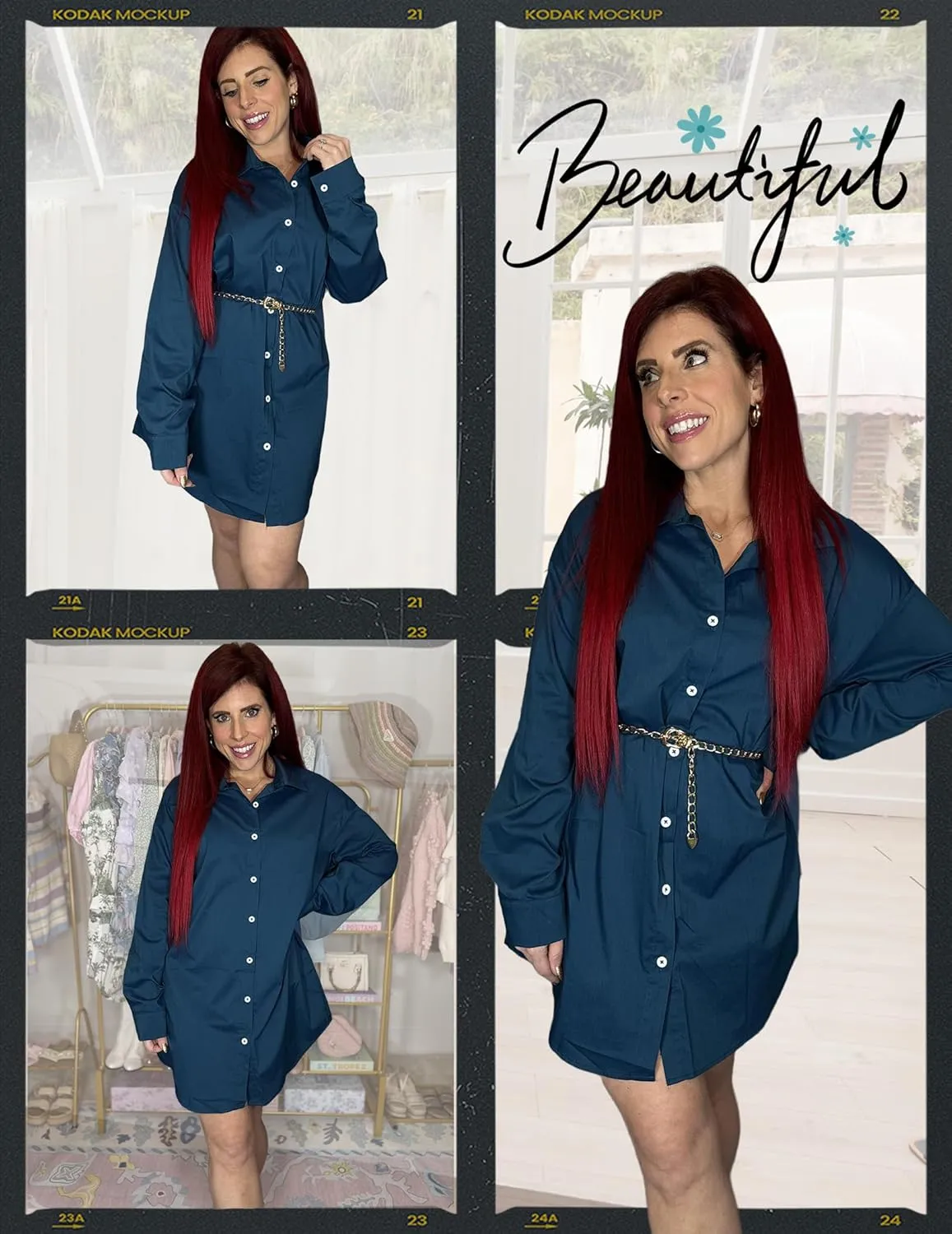 HOTOUCH Women Oversized Button Down Shirts Boyfriend Long Sleeve Blouse Collared Tops