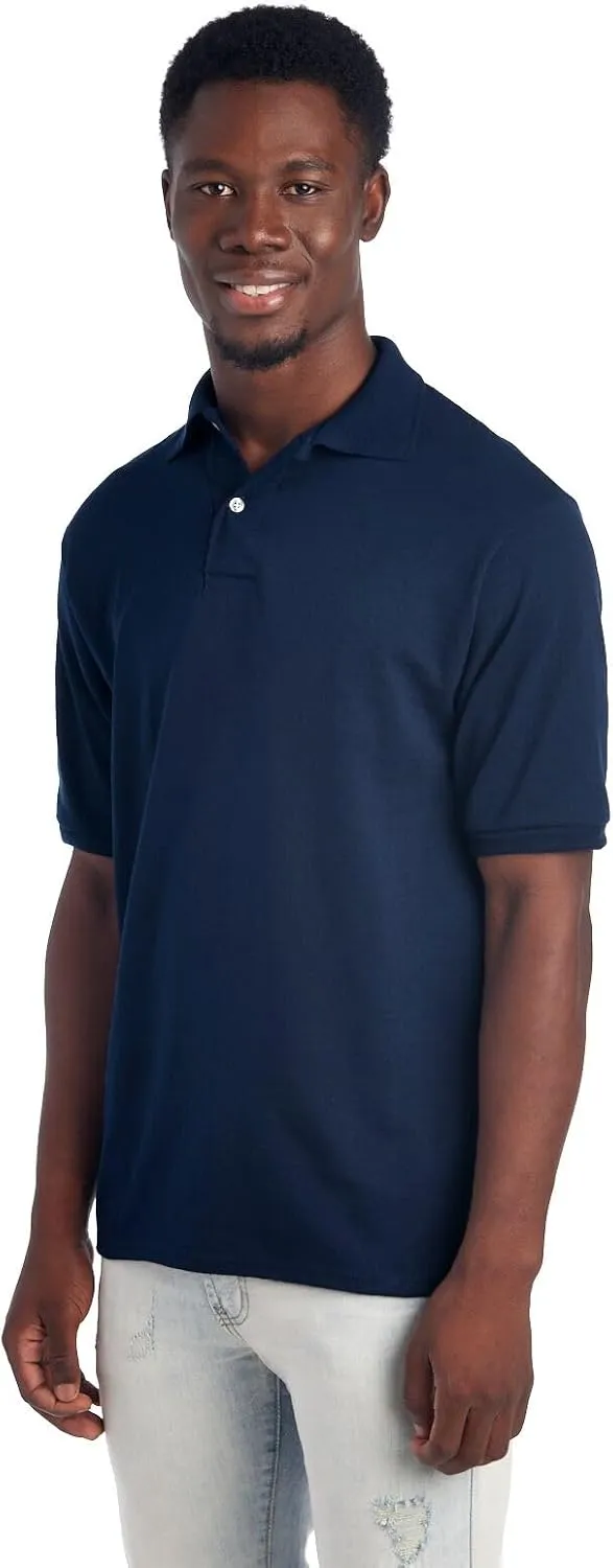 Jerzees Men's Short Sleeve Polo Shirts, Cotton Blend, Two Button Closure, Regular Fit, Sizes S-5x
