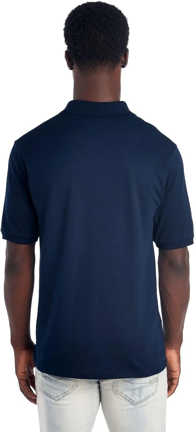 Jerzees Men's Short Sleeve Polo Shirts, Cotton Blend, Two Button Closure, Regular Fit, Sizes S-5x