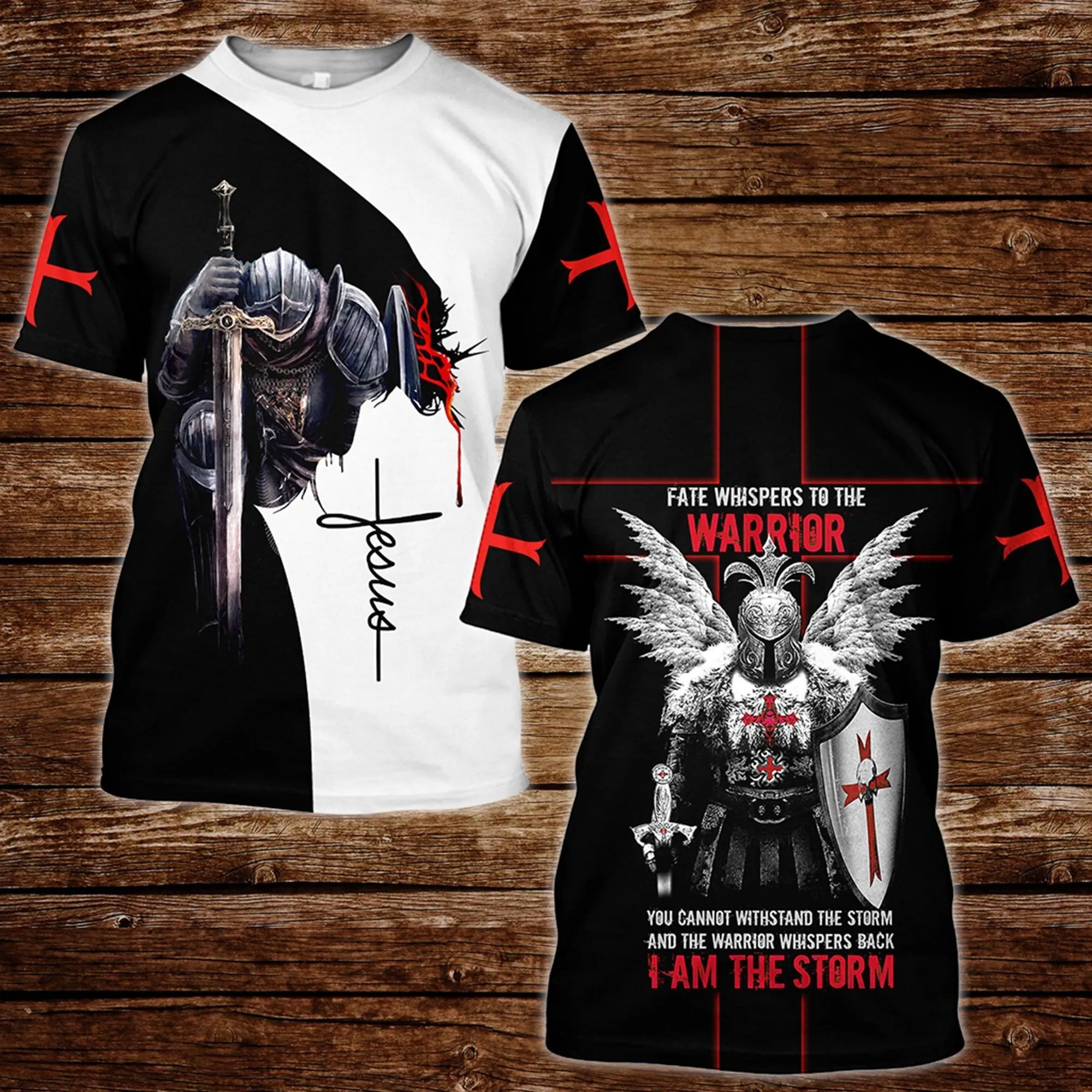 Jesus Knight Templar I Am The Storm Jesus Unisex Shirt - Christian 3D Shirt