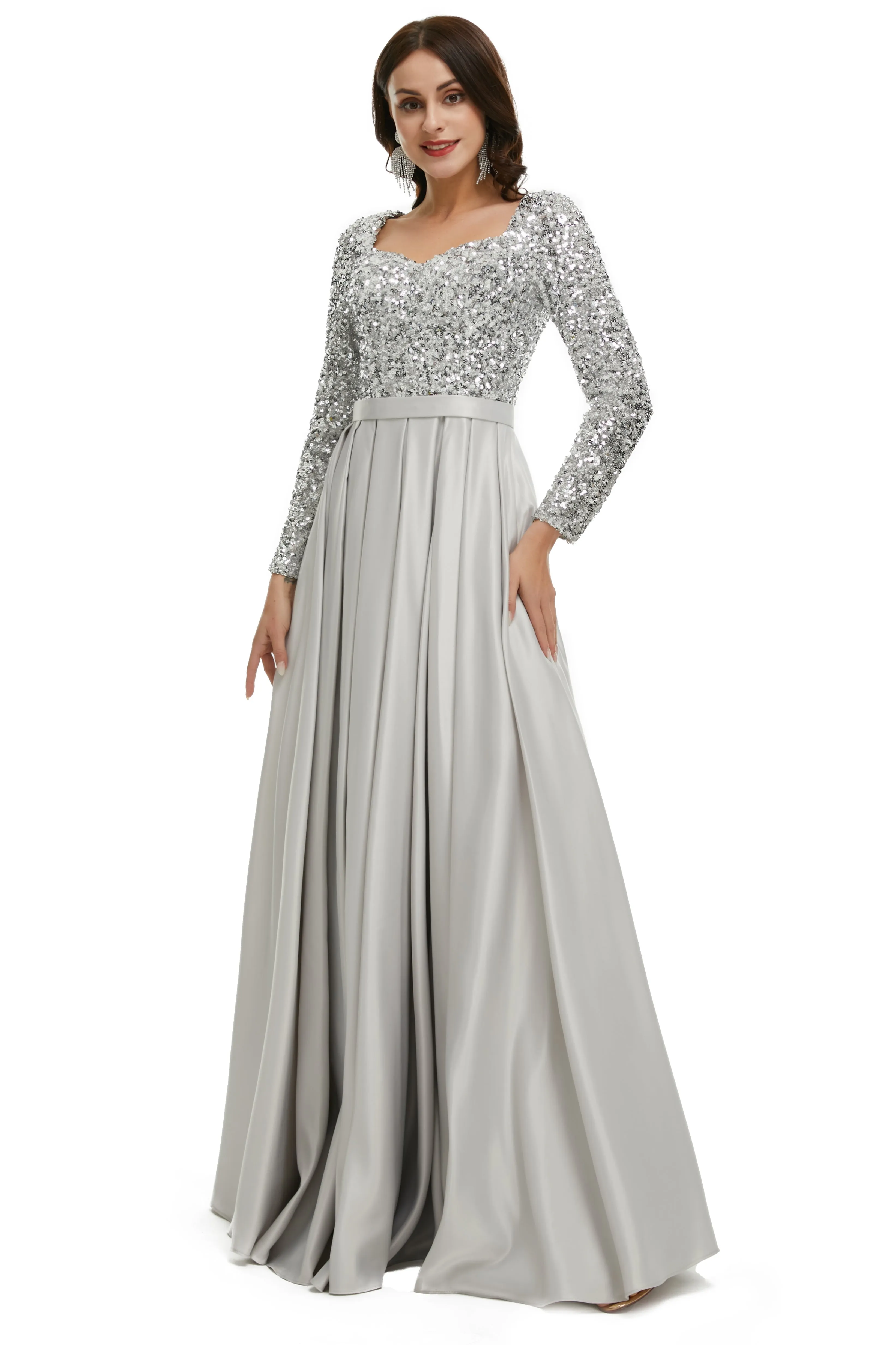 Lady Dress Full Sleeve Prom Dresses V Neck Formal Gowns 2025 Floor Length Party Dresses
