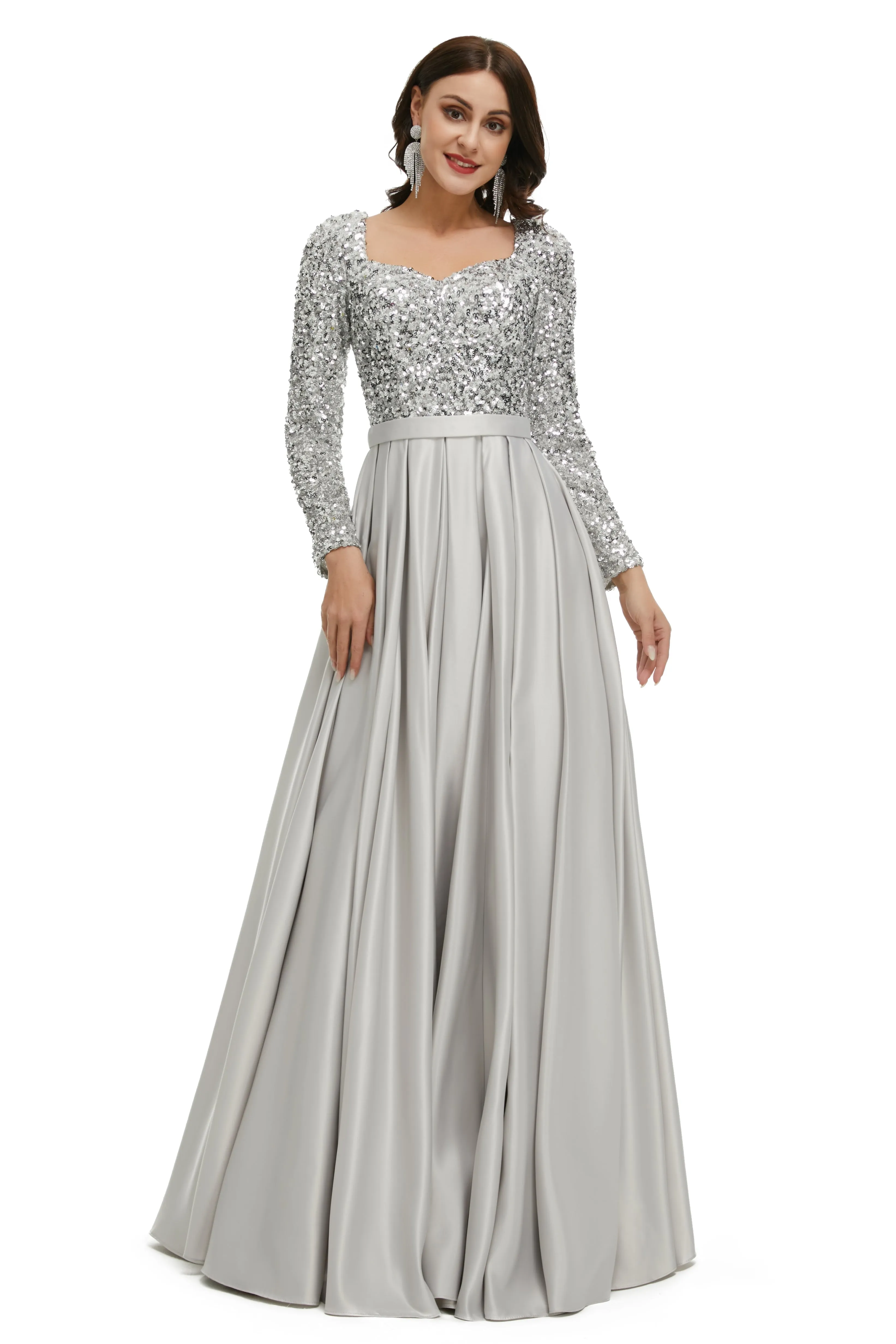 Lady Dress Full Sleeve Prom Dresses V Neck Formal Gowns 2025 Floor Length Party Dresses