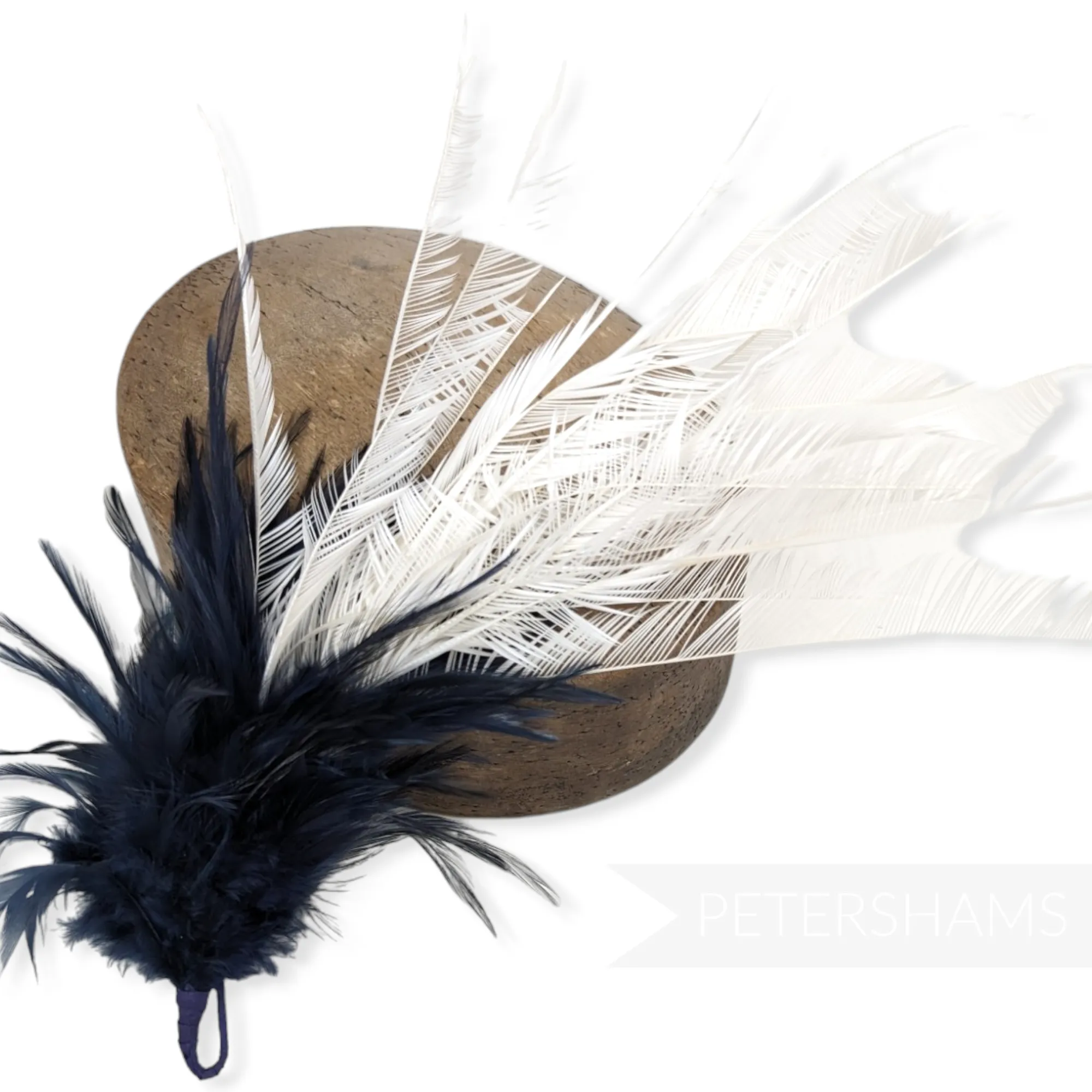 Large Zippered Goose Biot and Hackle Feather Hat Mount