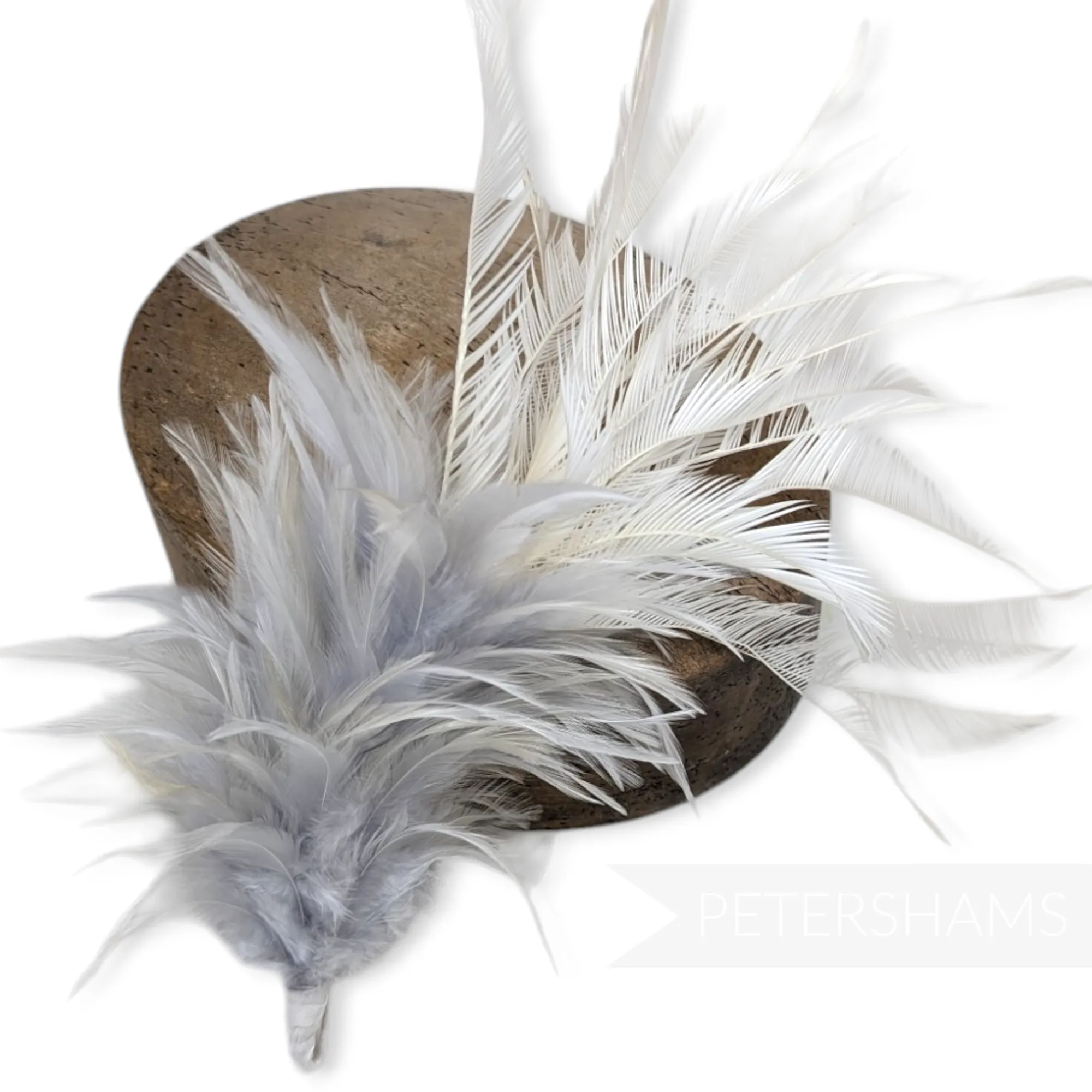 Large Zippered Goose Biot and Hackle Feather Hat Mount