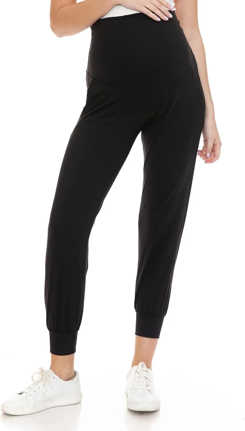 Leggings Depot Maternity Pants for Women Over The Belly Pregnancy Joggers Casual Lounge Pants