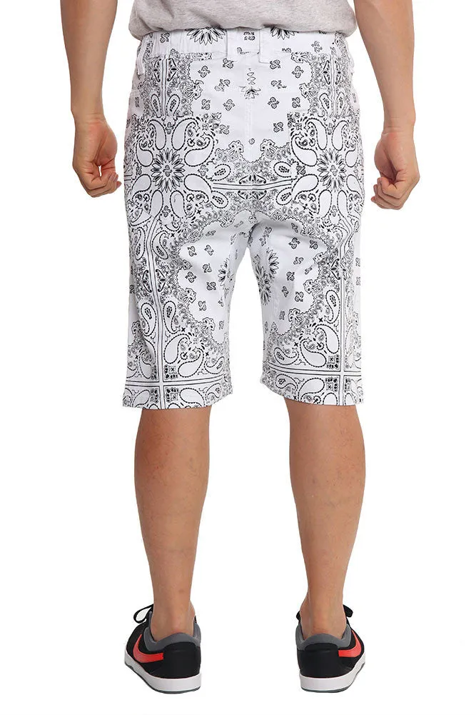 Men's Grid Bandana Twill Dropcrotch Shorts