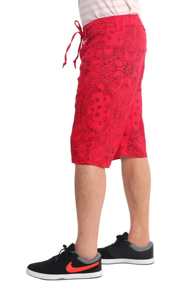 Men's Grid Bandana Twill Dropcrotch Shorts