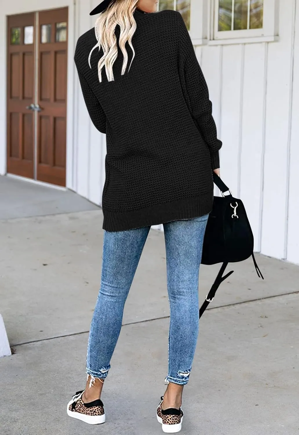 MEROKEETY Womens Long Sleeve Open Front Cardigans Chunky Knit Draped Sweaters Outwear