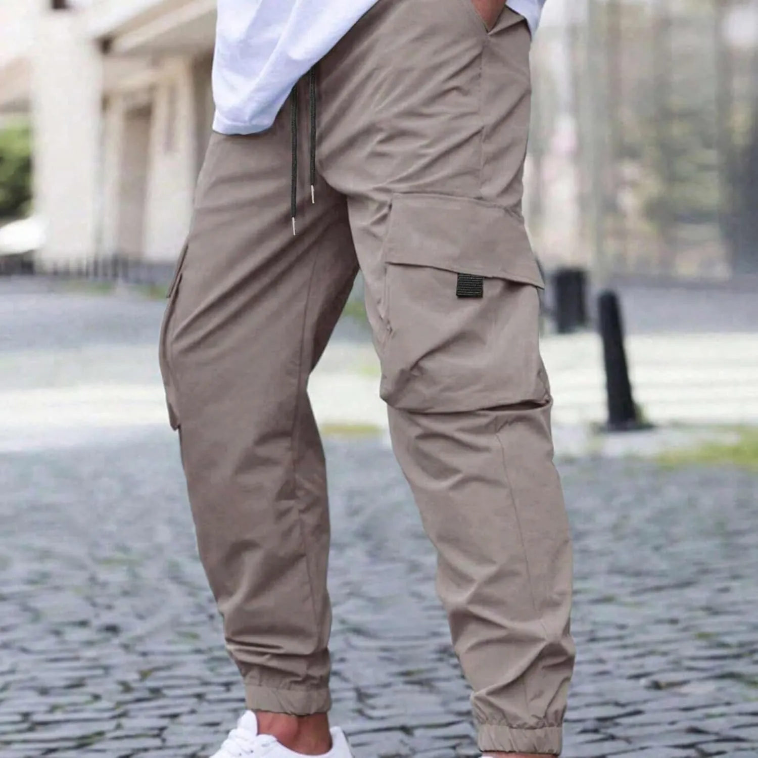 Miniml Cargo Jogger Fit, Miniml Elastic Waist Cargo Pant Jogger, Mens Casual Lightweight Pants with Pockets