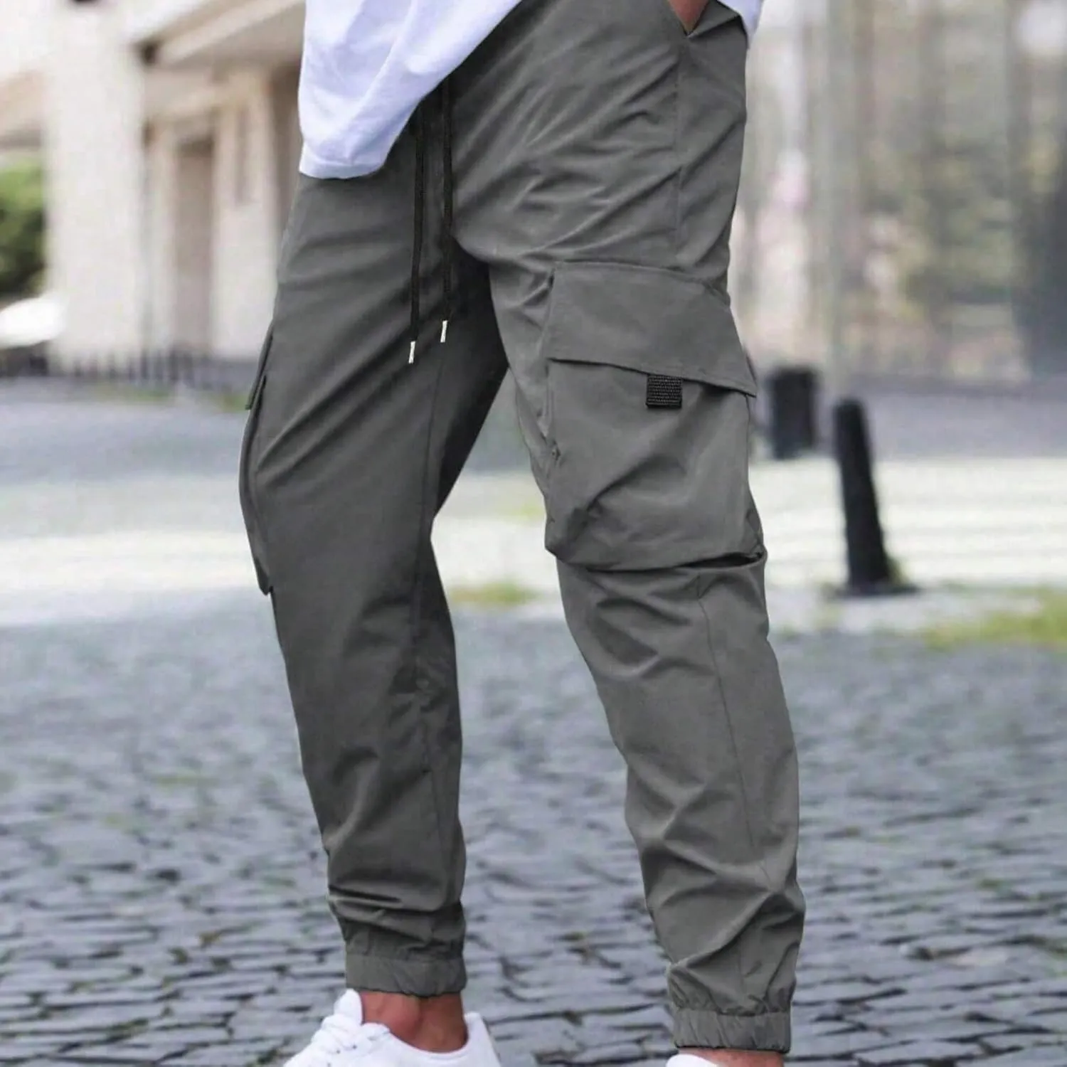 Miniml Cargo Jogger Fit, Miniml Elastic Waist Cargo Pant Jogger, Mens Casual Lightweight Pants with Pockets