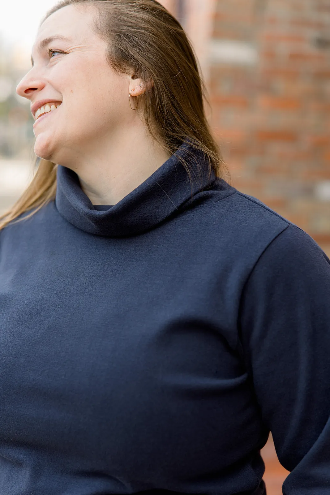 Ponte II Long Sleeve Mock Neck with Cuff and Pant - Navy