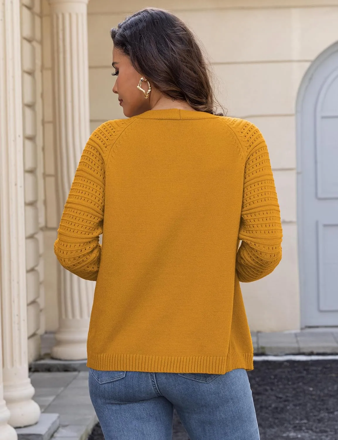 REDHOTYPE Women's Cardigans Sweater Casual Long Sleeve Open Front Cardigan Button Down Knit Chunky Outwear Coats