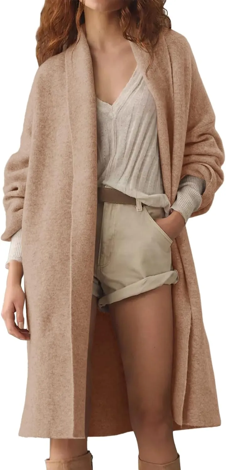Saodimallsu Womens Long Cardigan Sweaters Chunky Open Front Oversized Slouchy Knit Fall Trendy Coatigan Jackets