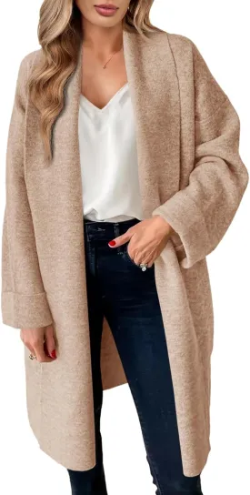 Saodimallsu Womens Long Cardigan Sweaters Chunky Open Front Oversized Slouchy Knit Fall Trendy Coatigan Jackets