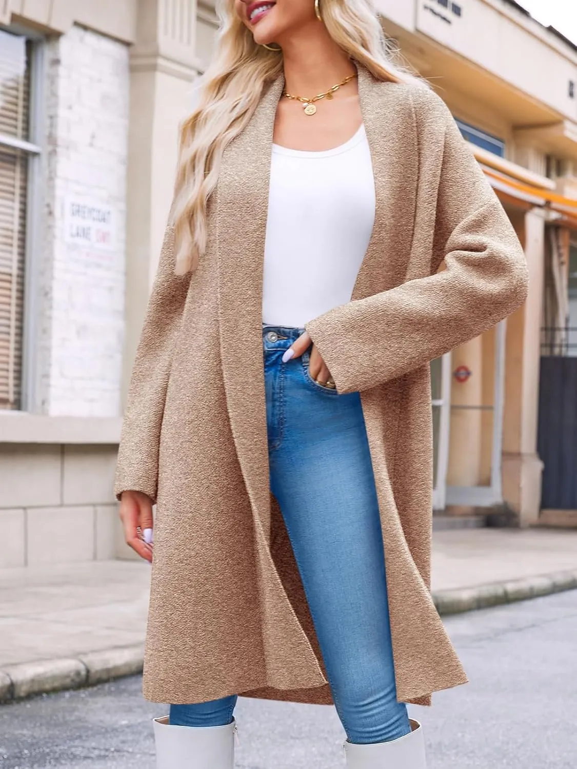 Saodimallsu Womens Long Cardigan Sweaters Chunky Open Front Oversized Slouchy Knit Fall Trendy Coatigan Jackets