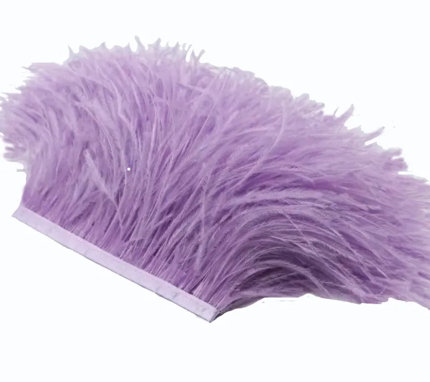 Soft Ostrich Feather Fringe trim Tassels Plume with Satin Ribbon 5"-6" (13cm-15cm)